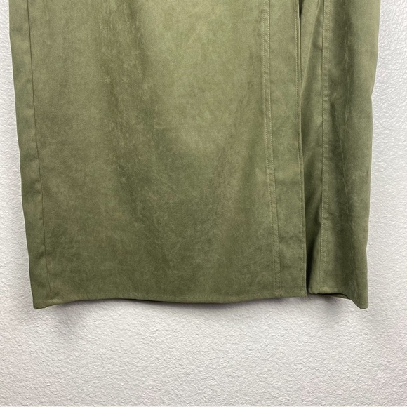 Vintage High Waisted Olive Green Toggle Button Midi Skirt Large - Picture 6 of 8